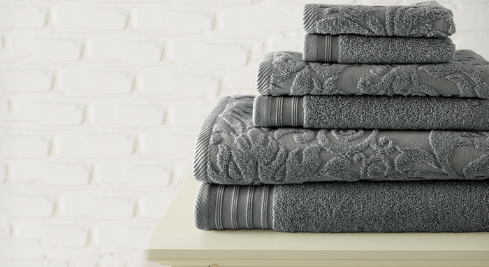 CASABLANCA JACQUARD TOWEL FLORAL COLLECTION gray